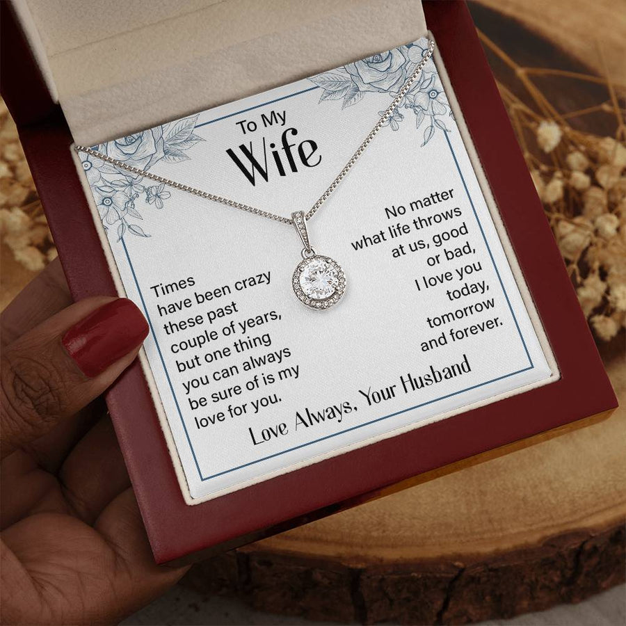 Silver to My Wife Necklace from Husband Christmas Necklace for Wife, Birthday Necklace for Wife Gold