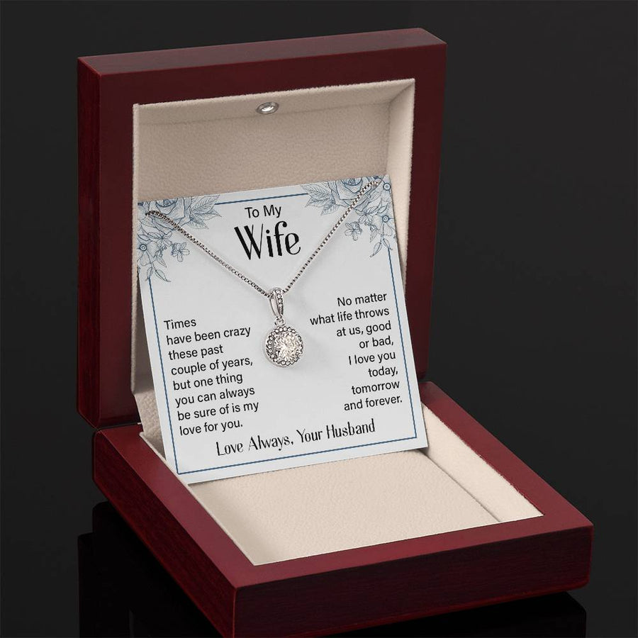 Silver to My Wife Necklace from Husband Christmas Necklace for Wife, Birthday Necklace for Wife Gold