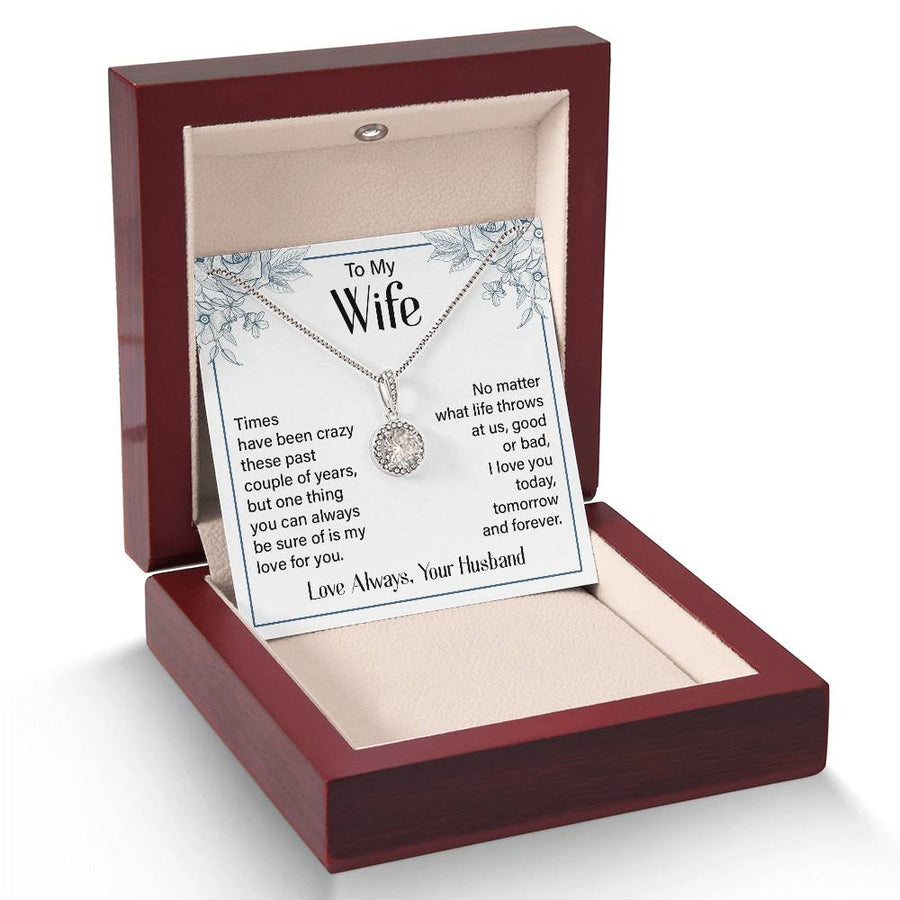 Silver to My Wife Necklace from Husband Christmas Necklace for Wife, Birthday Necklace for Wife Gold