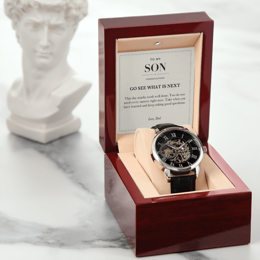 To My Son Graduation Openwork Watch from Dad - Go See What Is Next