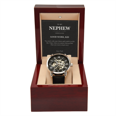 Load image into Gallery viewer, To My Nephew Graduation Openwork Watch from Uncle
