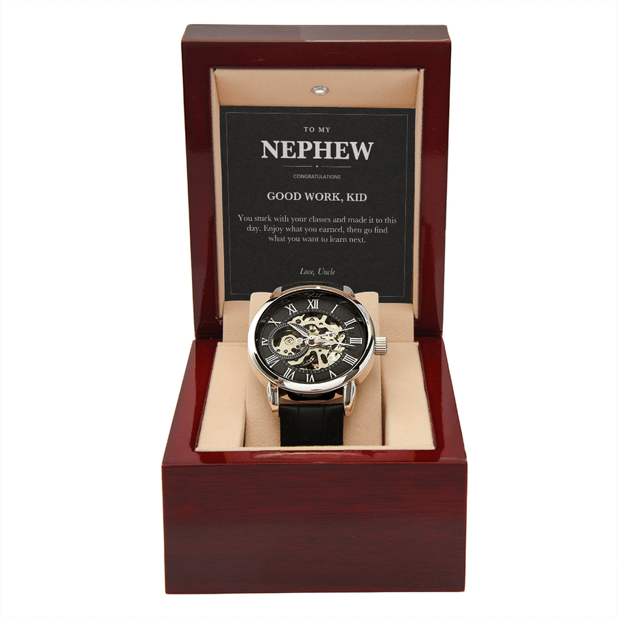 To My Nephew Graduation Openwork Watch from Uncle