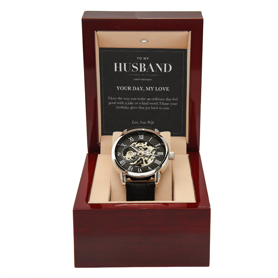 To My Husband Birthday Openwork Watch - Your Day My Love