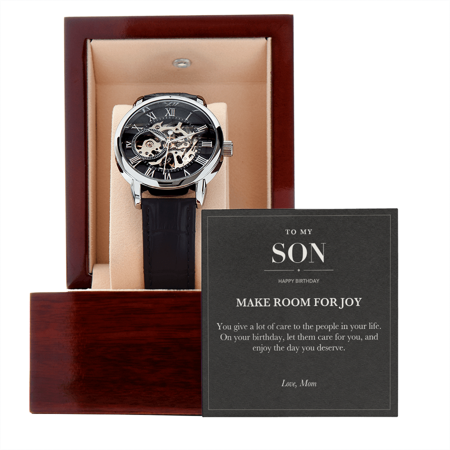 To My Son Birthday Openwork Watch - Make Room for Joy