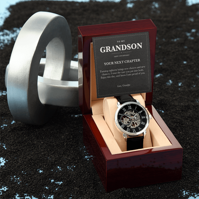 Load image into Gallery viewer, To My Grandson 18th Birthday Openwork Watch from Grandpa
