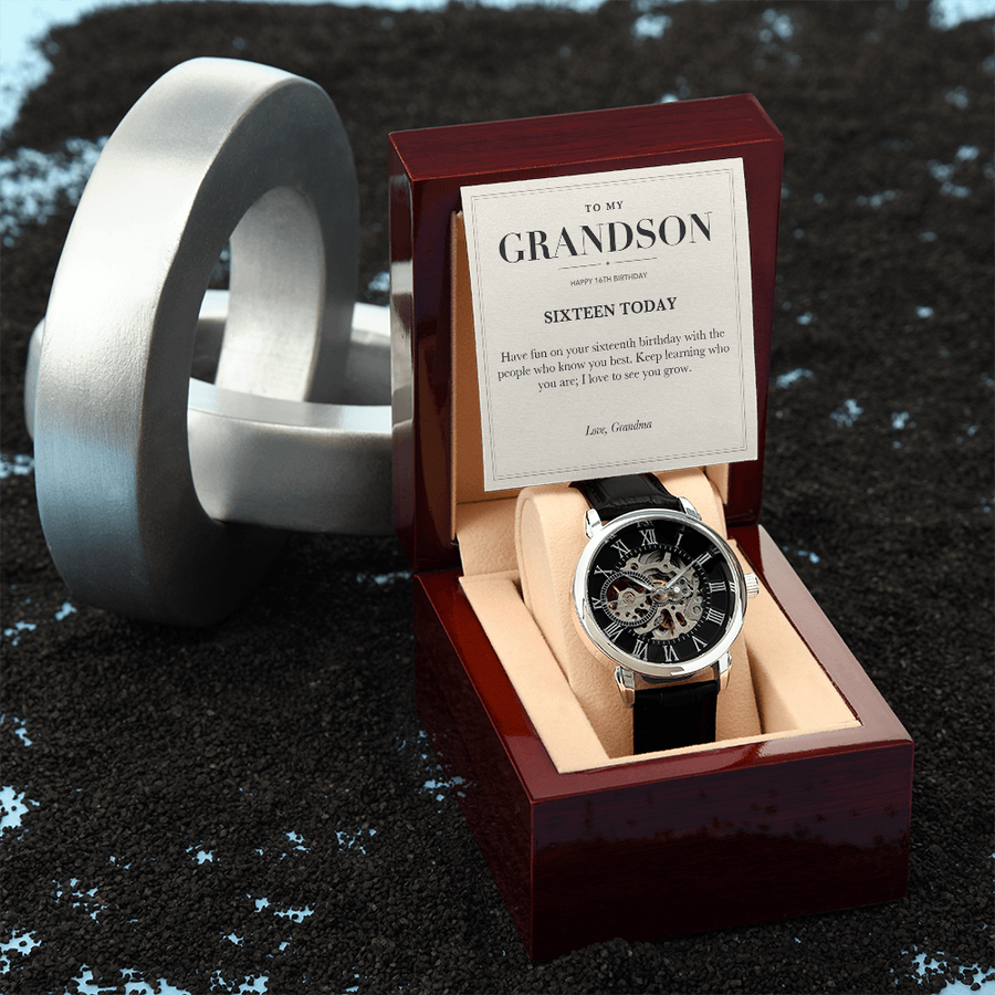To My Grandson 16th Birthday Openwork Watch from Grandma
