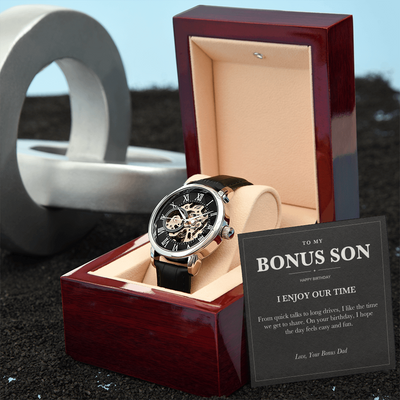 Load image into Gallery viewer, To My Bonus Son Birthday Openwork Watch from Bonus Dad
