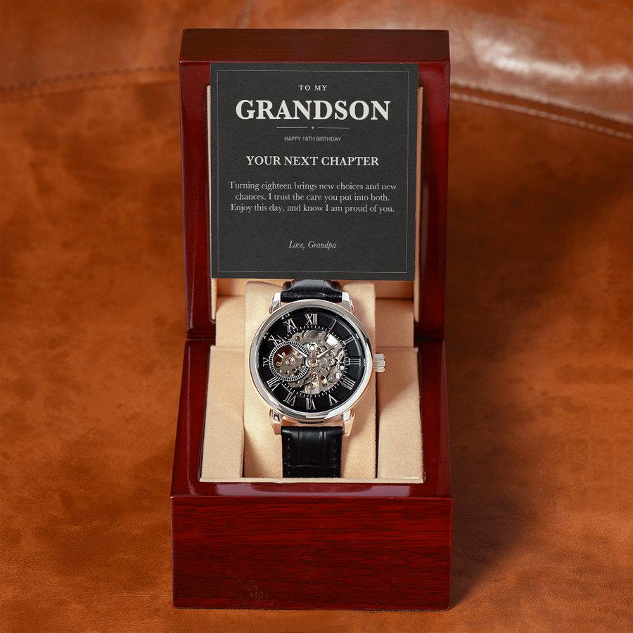 To My Grandson 18th Birthday Openwork Watch from Grandpa