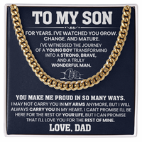 Load image into Gallery viewer, To My Son Cuban Link Chain Stainless Steel with Message, Birthday Necklace for Son from Mom and Dad
