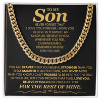 Load image into Gallery viewer, To My Son Cuban Link Chain with Message, You Are Braver Than You Believe, Stronger Than You  Seem
