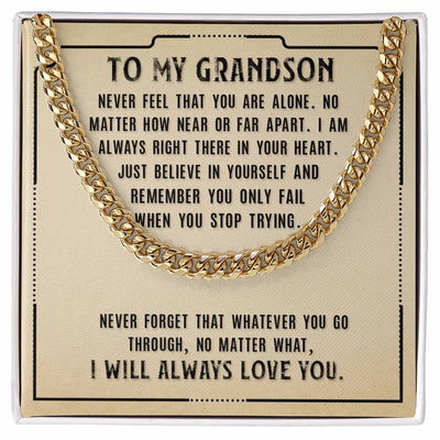 Load image into Gallery viewer, To My Grandson Necklace from Grandparents, Never Feel That You Are Alone
