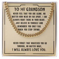 Load image into Gallery viewer, To My Grandson Necklace from Grandparents, Never Feel That You Are Alone
