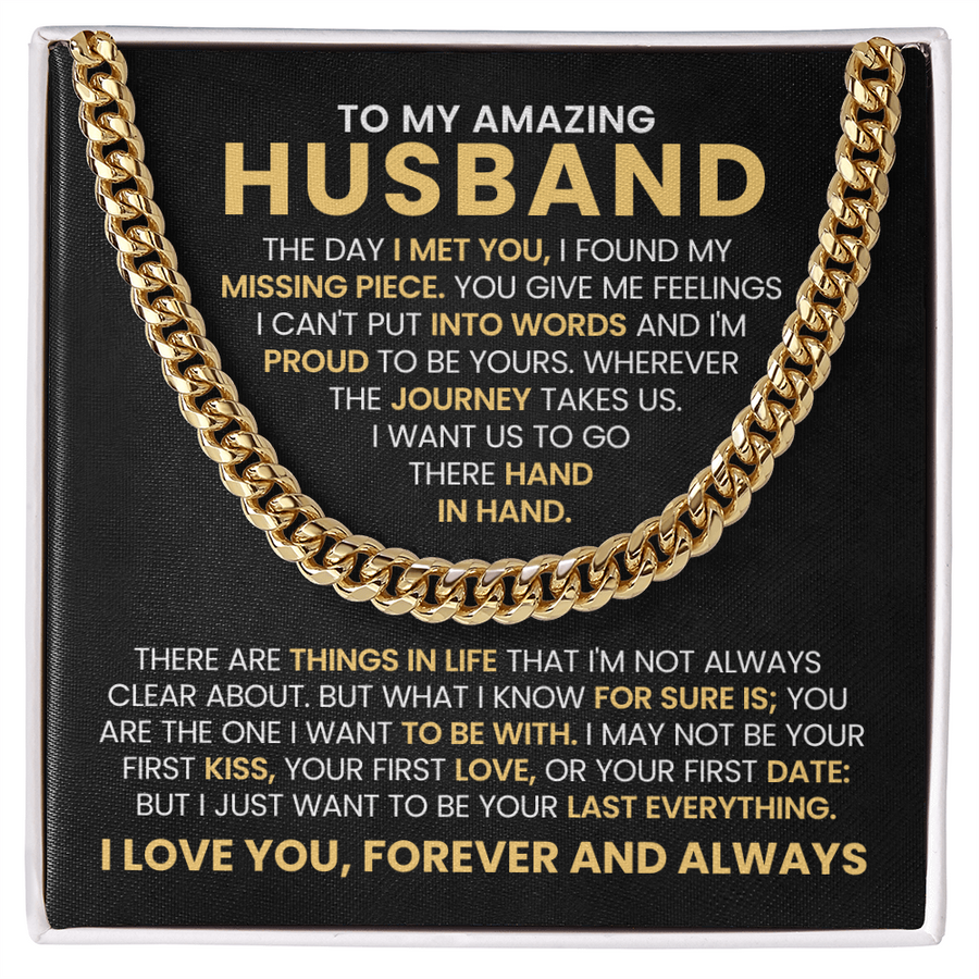 To My Husband Cuban Chain Link Birthday Gifts, the Day I Met You I Found My Missing Piece