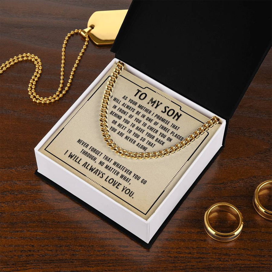 To My Son Cuban Link Chain Silver, Birthday Christian Gift for Son from Mom