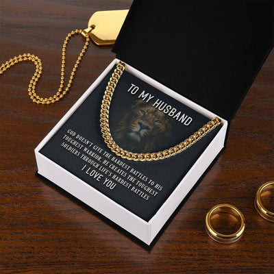 Load image into Gallery viewer, To My Husband Necklace from Wife, God Doesn&amp;#39;t Give the Hardest Battles to His Toughest Warrior
