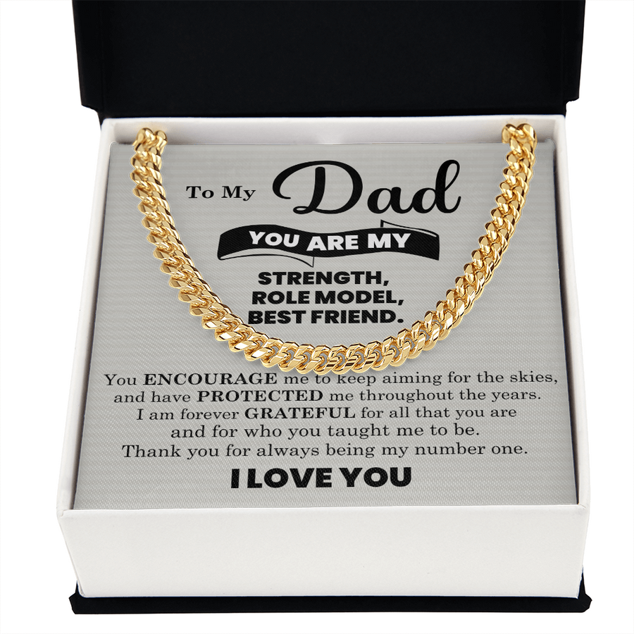 To My Dad Cuban Link Chain Necklace – Father’s Day, Birthday & Stepdad Gift from Son or Daughter