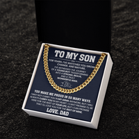 Load image into Gallery viewer, To My Son Cuban Link Chain Stainless Steel with Message, Birthday Necklace for Son from Mom and Dad
