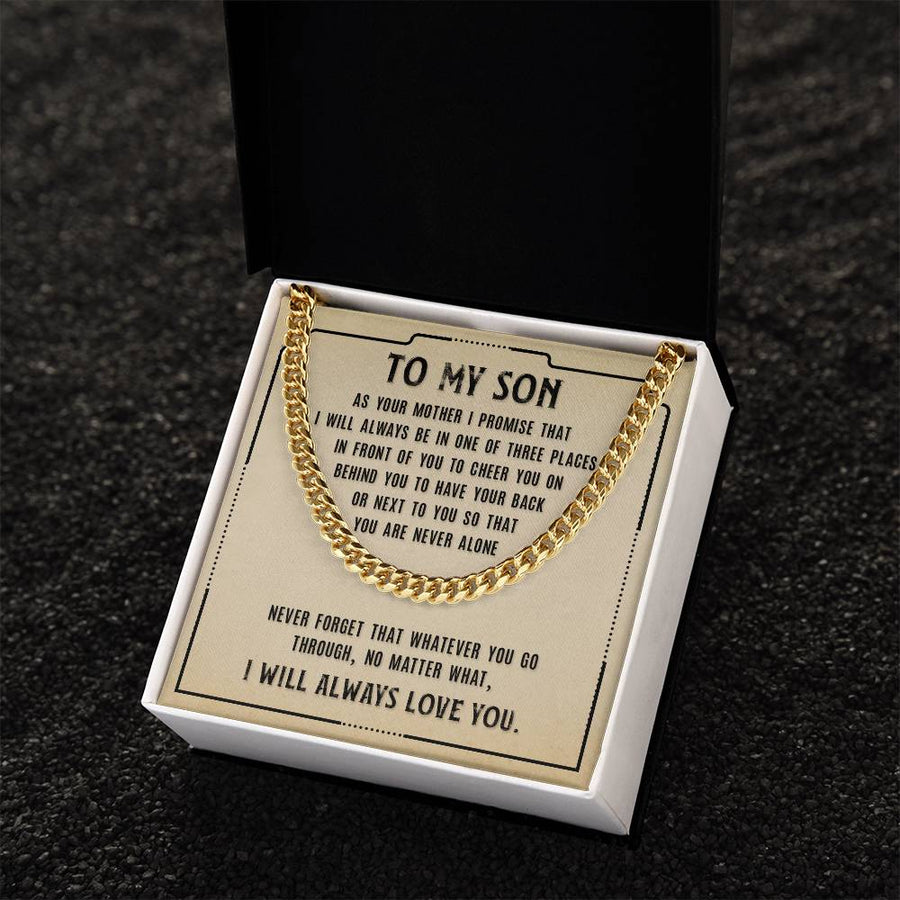 To My Son Cuban Link Chain Silver, Birthday Christian Gift for Son from Mom
