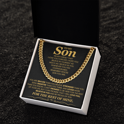 Load image into Gallery viewer, To My Son Cuban Link Chain with Message, You Are Braver Than You Believe, Stronger Than You  Seem

