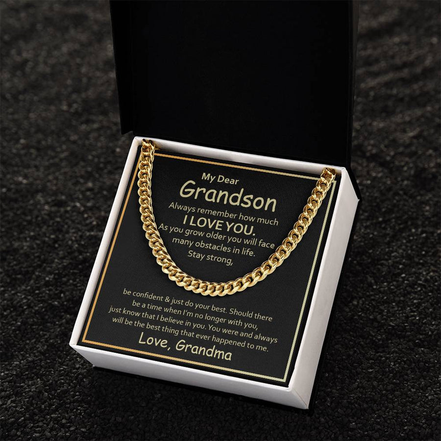 To My Grandson Cuban Link Chain from Grandma, Grandson Birthday Necklace from Grandma
