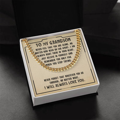 Load image into Gallery viewer, To My Grandson Necklace from Grandparents, Never Feel That You Are Alone
