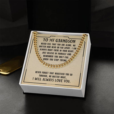 Load image into Gallery viewer, To My Grandson Necklace from Grandparents, Never Feel That You Are Alone
