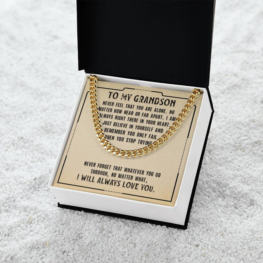 To My Grandson Necklace from Grandparents, Never Feel That You Are Alone