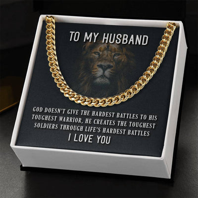 Load image into Gallery viewer, To My Husband Necklace from Wife, God Doesn&amp;#39;t Give the Hardest Battles to His Toughest Warrior
