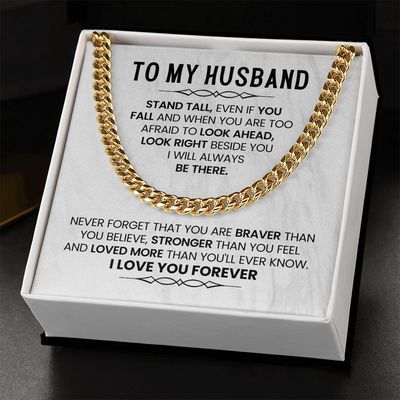 Load image into Gallery viewer, To My Husband Cuban Chain, Stand Tall, Even If You Fall and When You Are Too Afraid to Look Ahead
