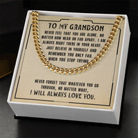 Load image into Gallery viewer, To My Grandson Necklace from Grandparents, Never Feel That You Are Alone
