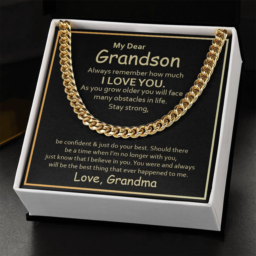 To My Grandson Cuban Link Chain from Grandma, Grandson Birthday Necklace from Grandma
