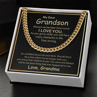 Load image into Gallery viewer, To My Grandson Cuban Link Chain from Grandma, Grandson Birthday Necklace from Grandma
