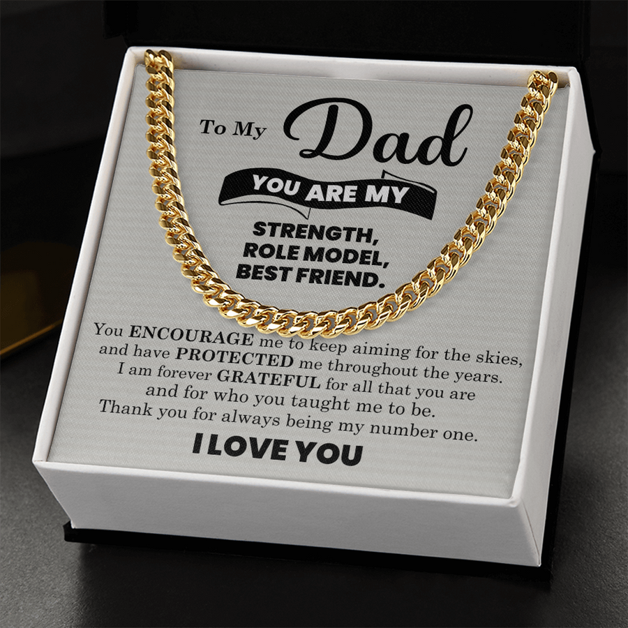 To My Dad Cuban Link Chain Necklace – Father’s Day, Birthday & Stepdad Gift from Son or Daughter