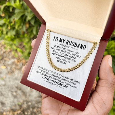 Load image into Gallery viewer, To My Husband Cuban Chain, Stand Tall, Even If You Fall and When You Are Too Afraid to Look Ahead

