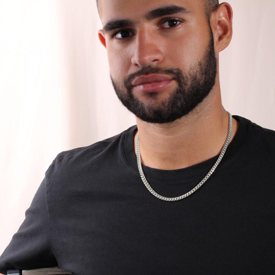 To My Son Cuban Link Chain Stainless Steel with Message, Birthday Necklace for Son from Mom and Dad