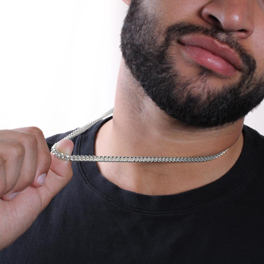 To My Son Cuban Link Chain Silver, Birthday Christian Gift for Son from Mom