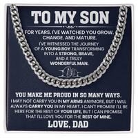 Load image into Gallery viewer, To My Son Cuban Link Chain Stainless Steel with Message, Birthday Necklace for Son from Mom and Dad
