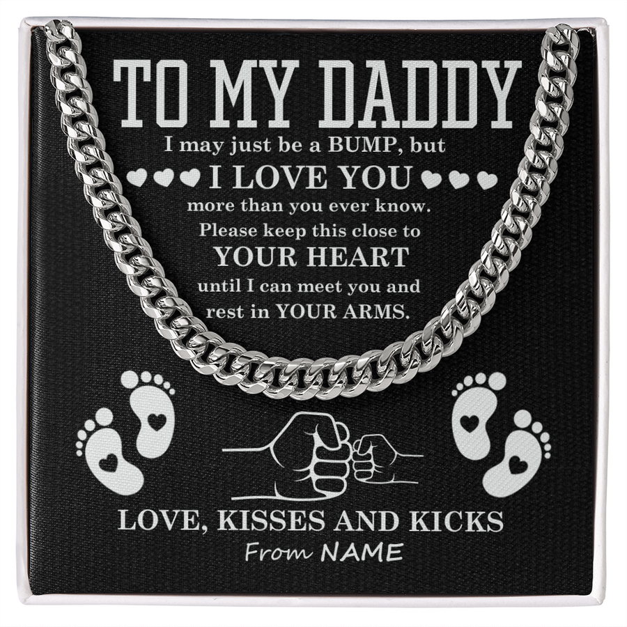 To My Dad Cuban Chain Necklace for Brave Dad, Birthday Gift, Father's Day Gift from Son Daughter