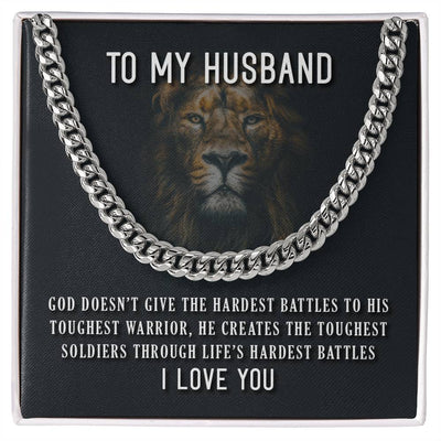 Load image into Gallery viewer, To My Husband Necklace from Wife, God Doesn&amp;#39;t Give the Hardest Battles to His Toughest Warrior
