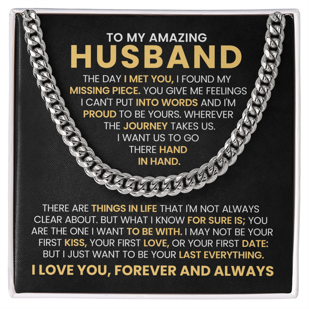 To My Husband Cuban Chain Link Birthday Gifts, the Day I Met You I Found My Missing Piece