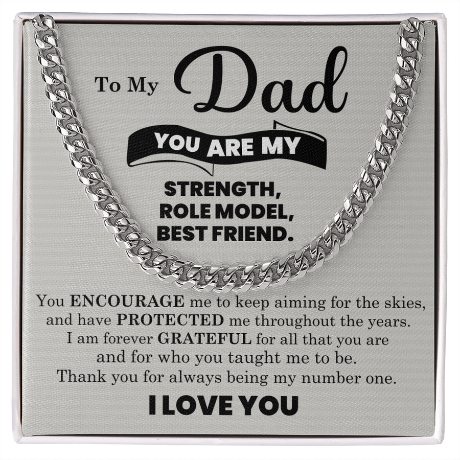 To My Dad Cuban Link Chain Necklace – Father’s Day, Birthday & Stepdad Gift from Son or Daughter