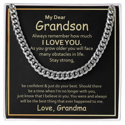 Load image into Gallery viewer, To My Grandson Cuban Link Chain from Grandma, Grandson Birthday Necklace from Grandma
