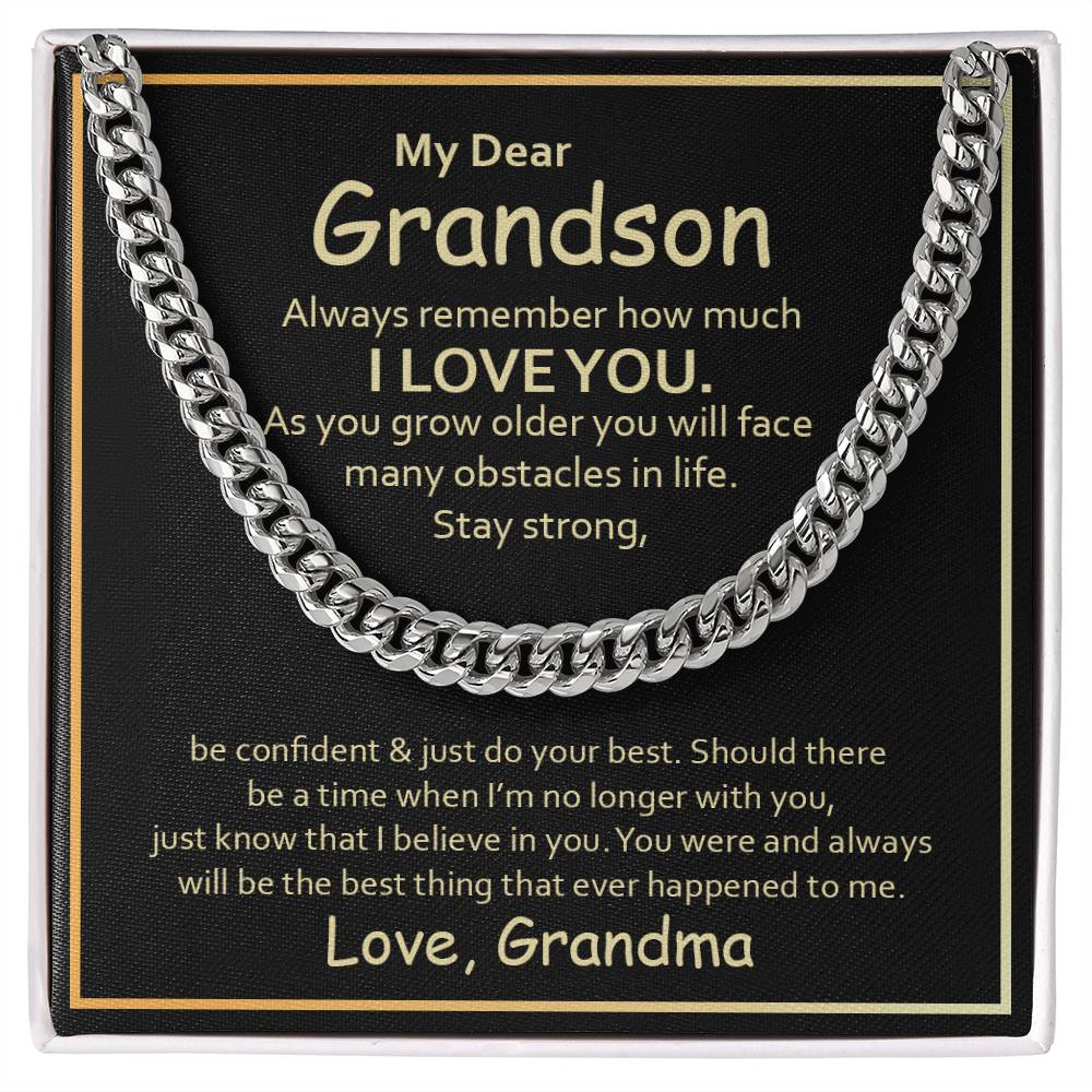 To My Grandson Cuban Link Chain from Grandma, Grandson Birthday Necklace from Grandma