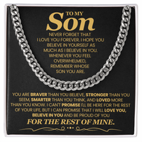 Load image into Gallery viewer, To My Son Cuban Link Chain with Message, You Are Braver Than You Believe, Stronger Than You  Seem
