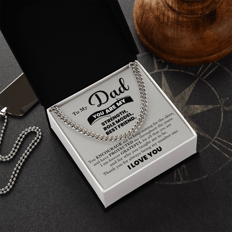To My Dad Cuban Link Chain Necklace – Father’s Day, Birthday & Stepdad Gift from Son or Daughter