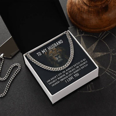 Load image into Gallery viewer, To My Husband Necklace from Wife, God Doesn&amp;#39;t Give the Hardest Battles to His Toughest Warrior
