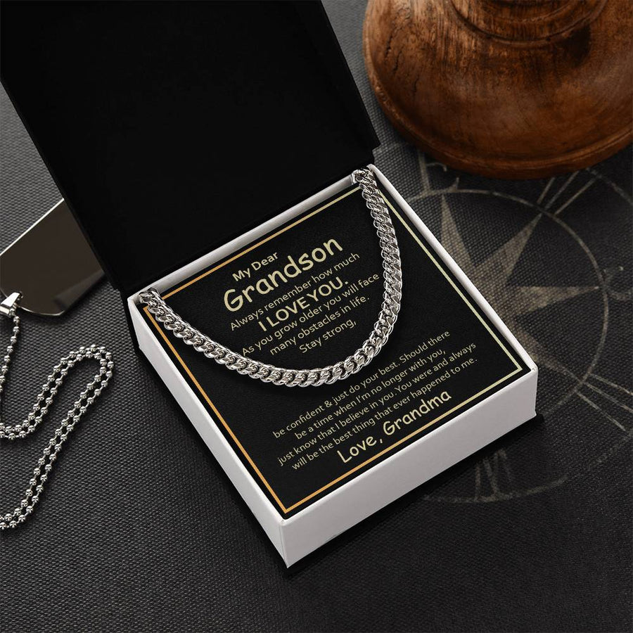 To My Grandson Cuban Link Chain from Grandma, Grandson Birthday Necklace from Grandma