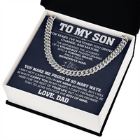 Load image into Gallery viewer, To My Son Cuban Link Chain Stainless Steel with Message, Birthday Necklace for Son from Mom and Dad
