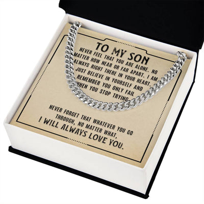 Load image into Gallery viewer, To My Son Necklace from Mom, Never Feel That You Are Alone

