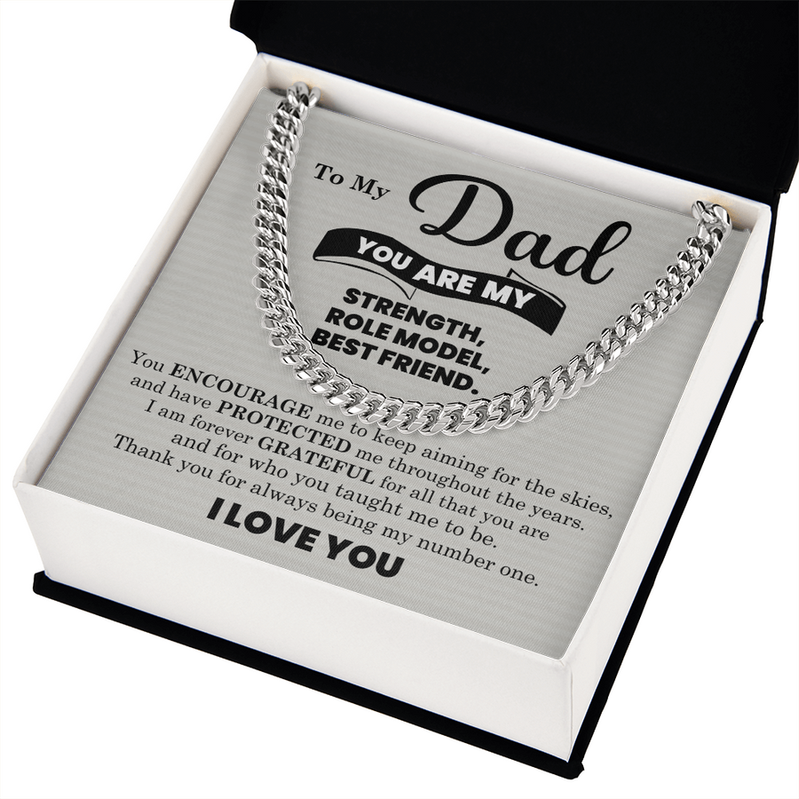 To My Dad Cuban Link Chain Necklace – Father’s Day, Birthday & Stepdad Gift from Son or Daughter